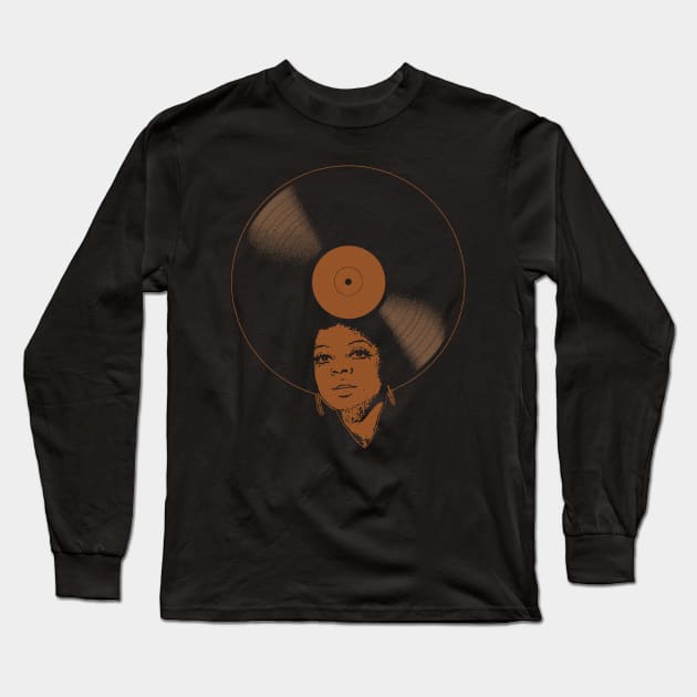 Afrovinyl (Brown) Long Sleeve T-Shirt by bronzarino